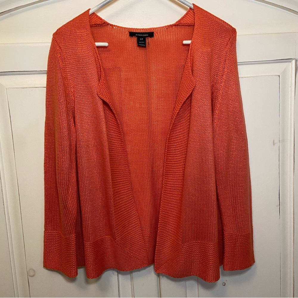 Orange Open-Front Cardigan